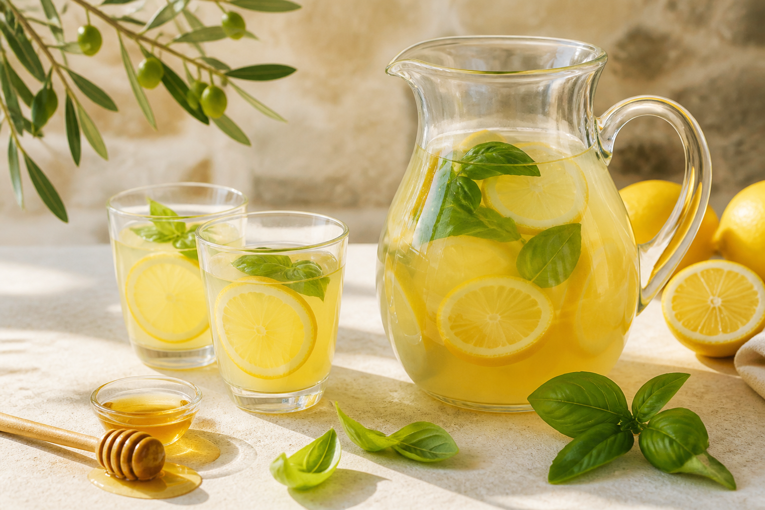 Citronnade au basilic et au miel