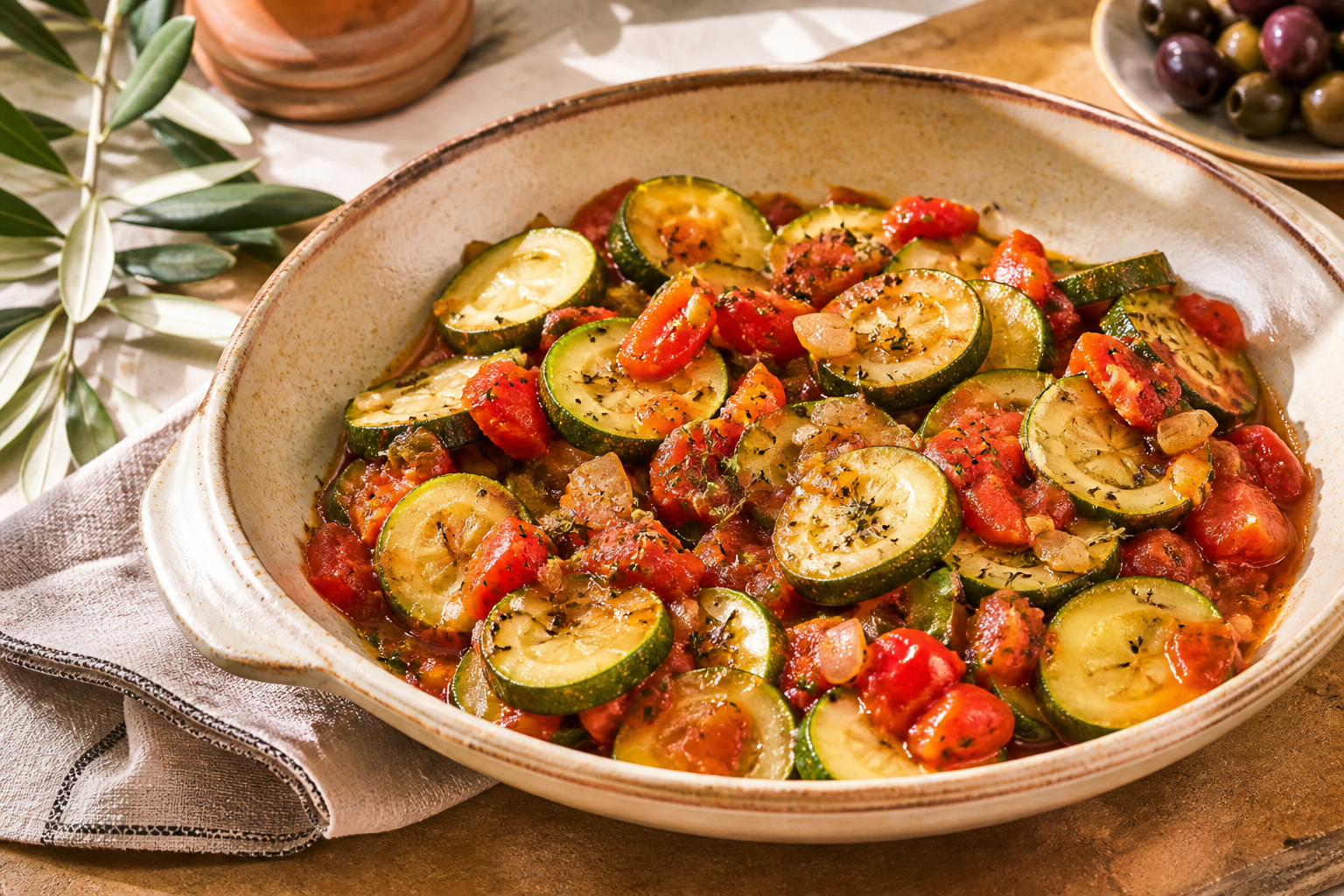 Courgettes à la provençale aux tomates et herbes