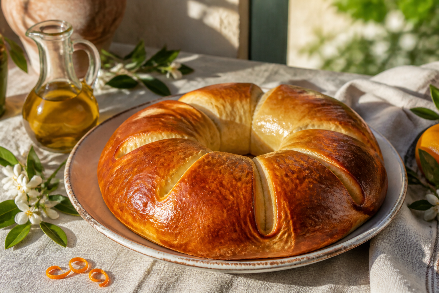 Pompe à l’huile provençale à la fleur d’oranger, brioche traditionnelle du Sud