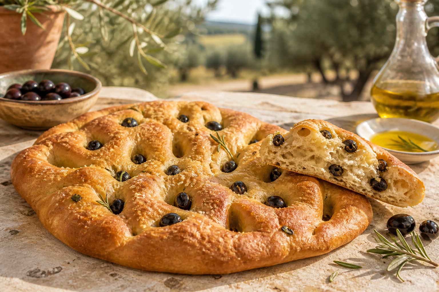 Fougasse aux olives et au romarin
