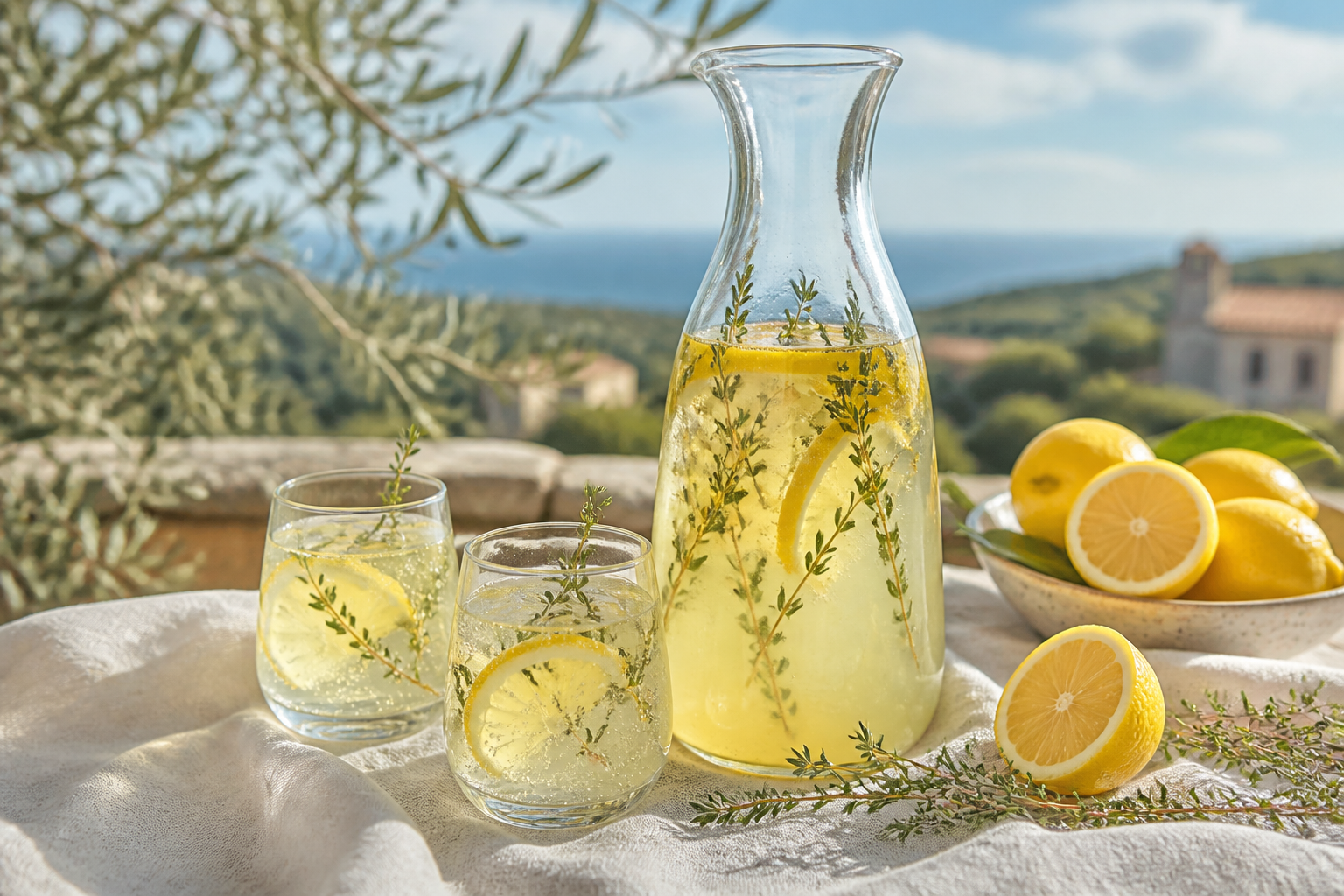 Limonade au thym et citron maison