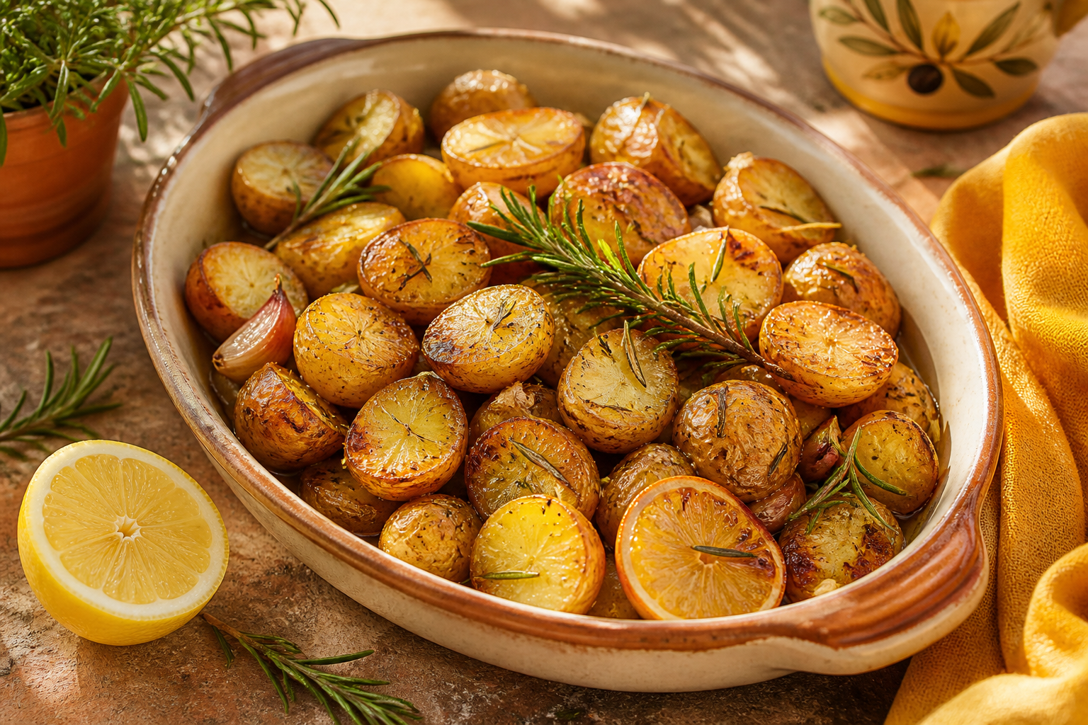 Pommes de terre rôties au romarin et citron