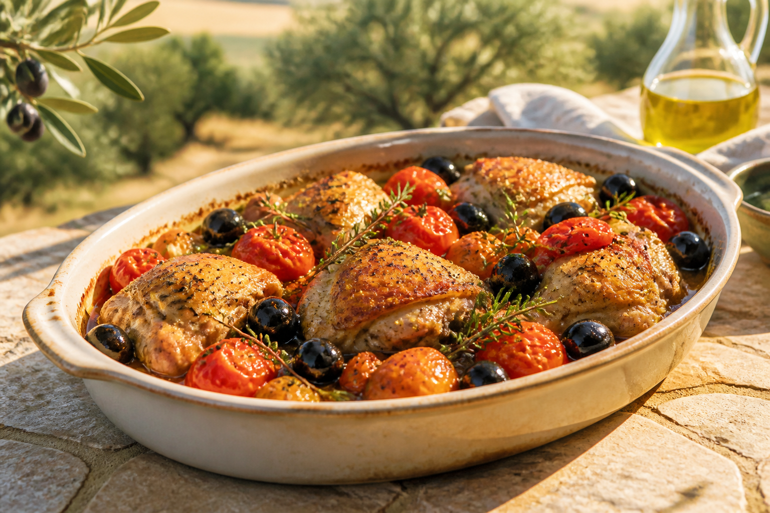 Poulet à la provençale aux tomates et olives