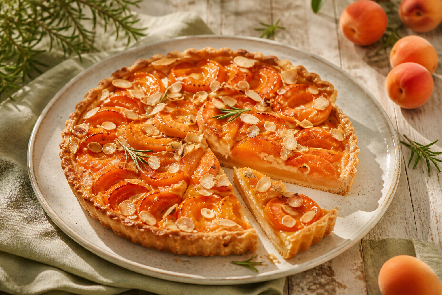 Tarte fine aux abricots et romarin